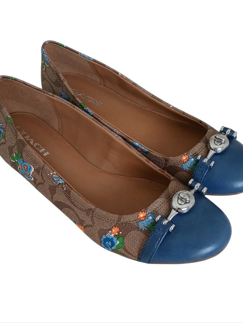 Nwot Coach Leila Signature Monogram Ballet Flats Women's 9.5 Leather Floral